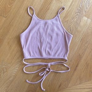 Active USA Pink Ribbed Crop Top